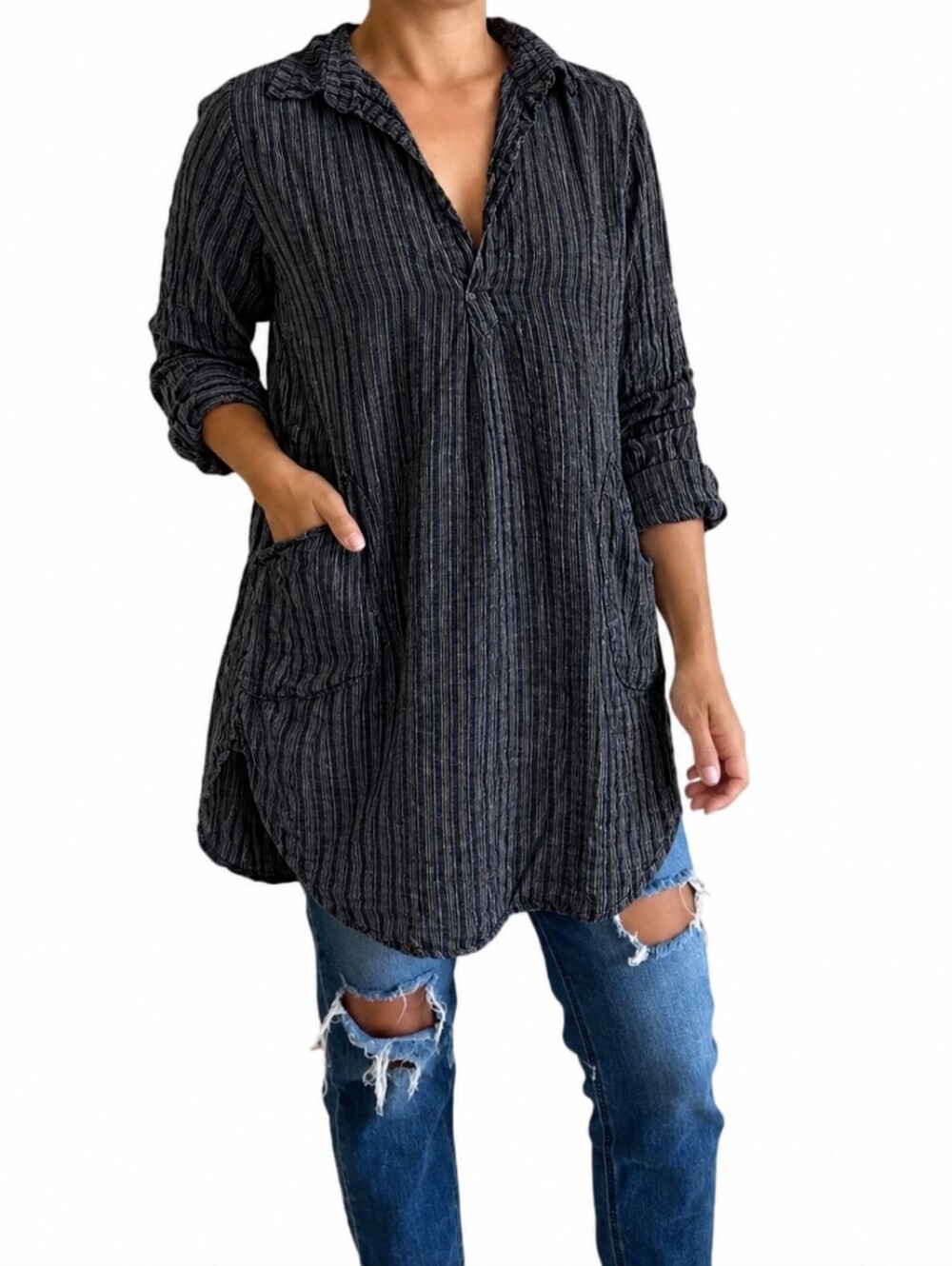 CP Shades Striped Teton Tunic Size Small